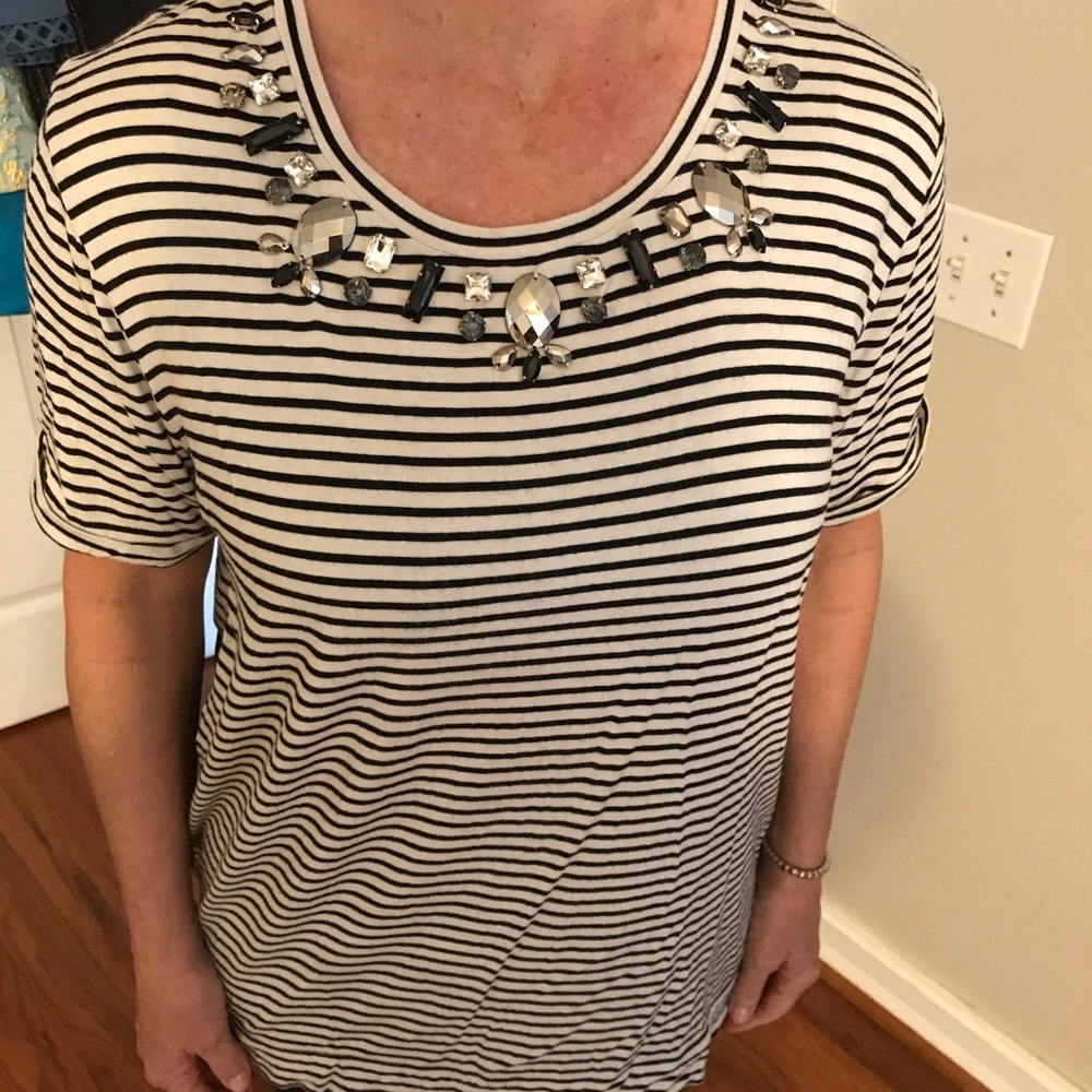 Black and white jeweled shirt